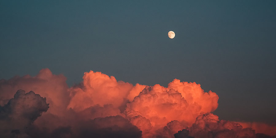 Moon and sunset